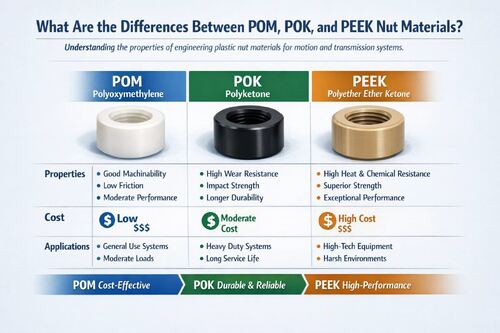 Últimos blogs de la empresa sobre ¿Qué material de nueces debería elegir: POM, POK o PEEK?