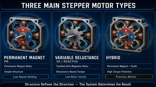 Últimos blogs de la empresa sobre Three Main Stepper Motor Types: differences between permanent magnet, variable reluctance and hybrid types